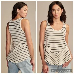 Lucky Brand Black and White Striped Crotchet Tank Top size S